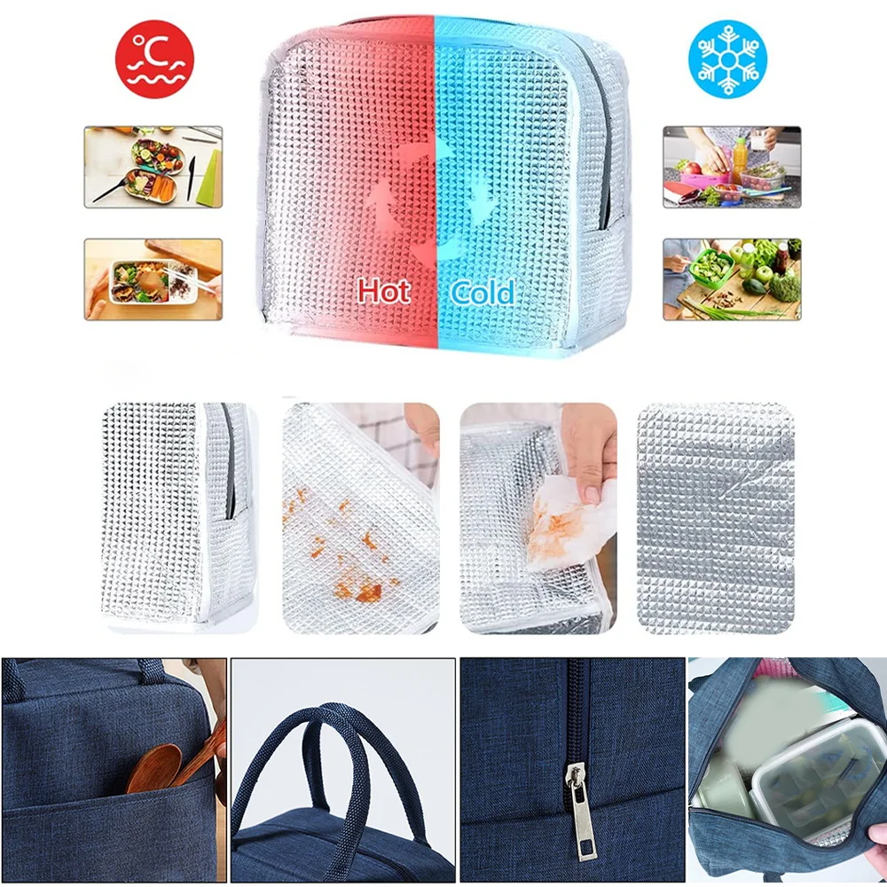 Personalized Customization Name Portable Blue Lunch Bag Office Bento Bag Picnic Food Bag Customized Product