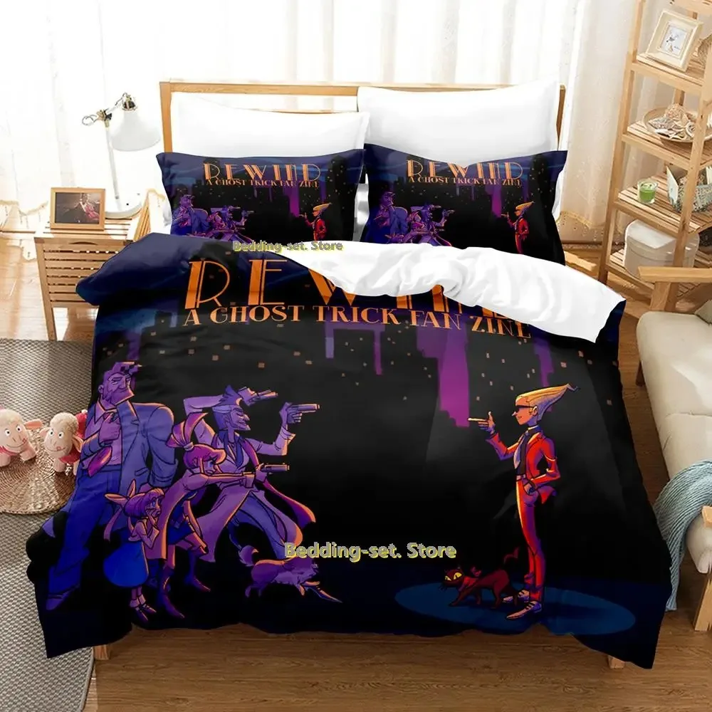 

Game Ghost Trick Bedding Set Single Twin Full Queen King Size Bed Set Adult Kid Bedroom Duvetcover Sets Personality Anime Bed