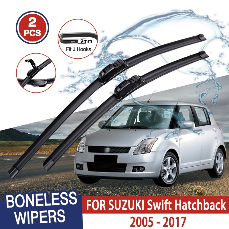 For SUZUKI Swift Hatchback MK2 2005 - 2017 Car Windshield Wiper U-type Soft Rubber Frameless Bracketless Car Wipers 21