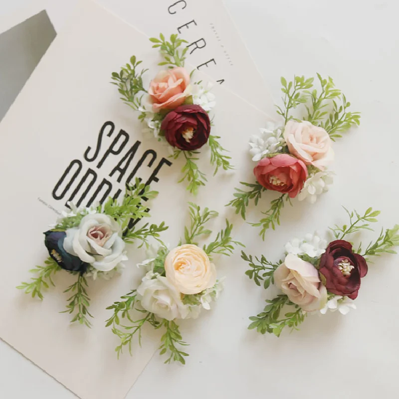 2439Business Celebration corsage handed flower artificial flower wedding supplies photo studio props multicolor