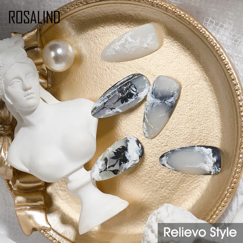 ROSALIND 석고 젤 폴리쉬 화이트 석고 젤, 매니큐어 DIY 네일 아트 디자인, 3D 젤 매니큐어, 독특한 스타일 만들기