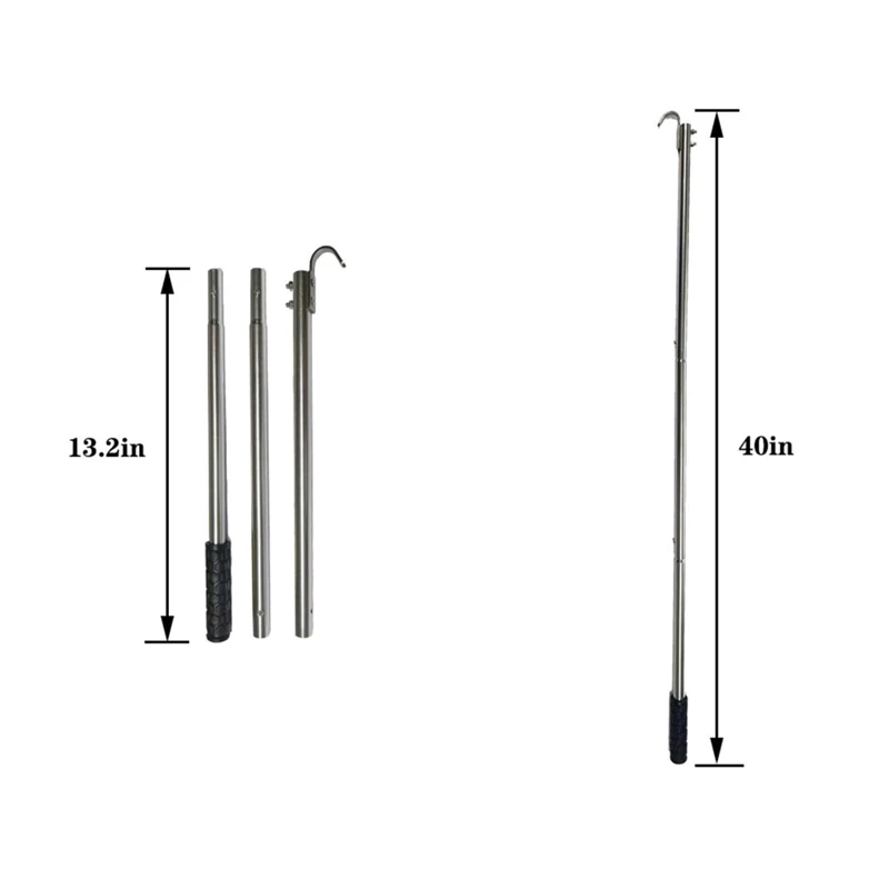 Kit completo de sistema de puxar para baixo de escada F-3C Kit de tração de escada de sótão, inclui 1 haste de extensão de sótão de até 40 polegadas 1 gancho de armazenamento