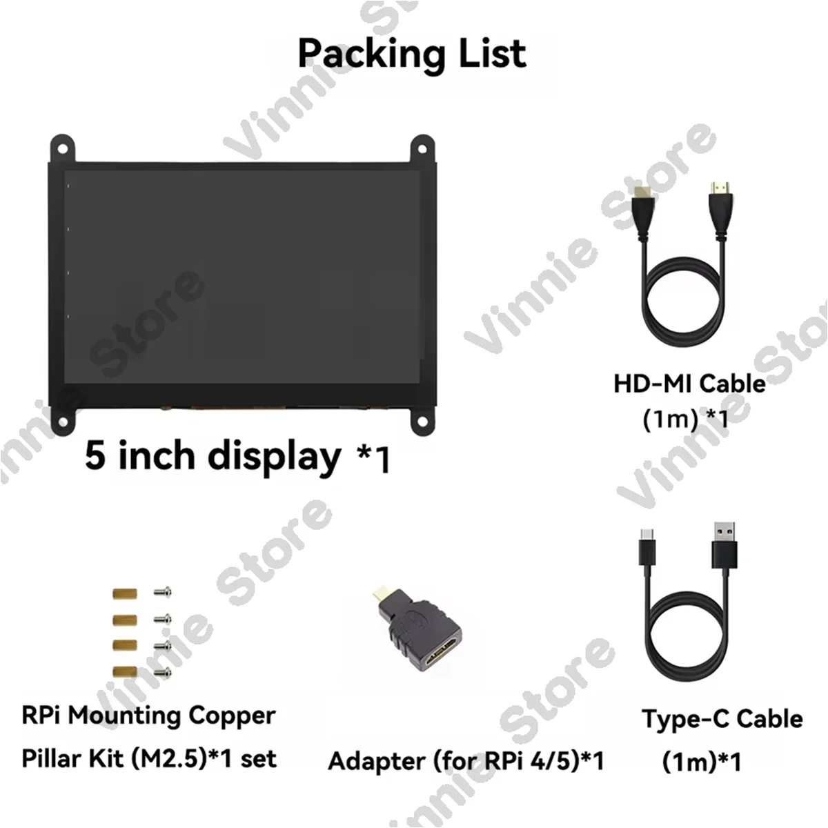 5 Inch IPS Touch Screen LCD Display 5inch 1024x600 OSD HDMI-Compatible Mini PC Monitor for Raspberry Pi 5 3B+ 4B PS4