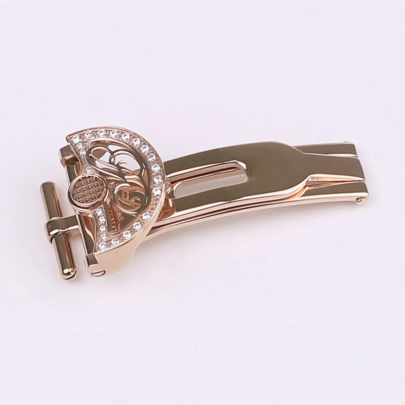 FUYIJIA Luxury B-reguet REINE-DE-NAPLES Leather Strap Diamond Folding Buckle 14mm Folding Clasp Stainless Steel Watch Buckle