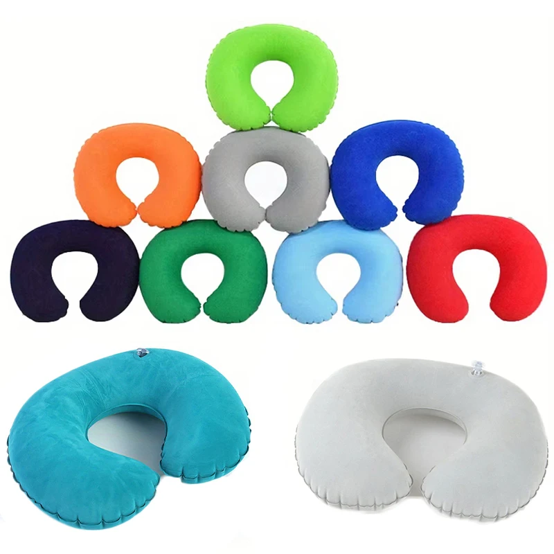 Inflatable Travel Pillow Airplane C-shaped Neck Pillow Cervical Orthopedic Protection Pillow Outdoor Portable Foldable Pillows