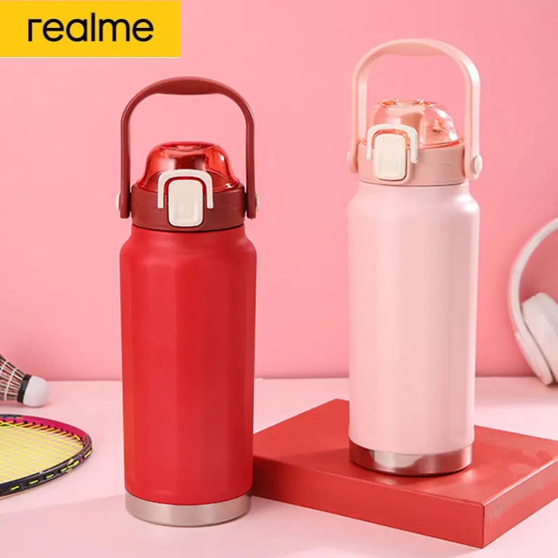 

realme New Vacuum Mug 316 Tumbler Stainless Steel Large Capacity Hot Water Bottle Outdoor Sports Car Water Bottle Keeps Cold