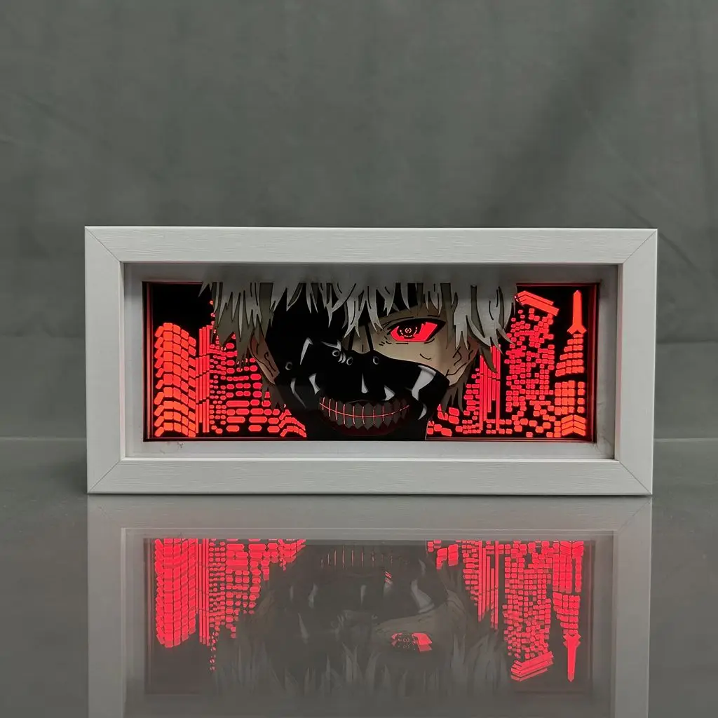 

Tokyo Ghoul Kaneki Ken 3D Lamp Paper Cut ACGN Nymph Anime Light Box for Bedroom Desktop Ornament Decoration Lamps Peripheral