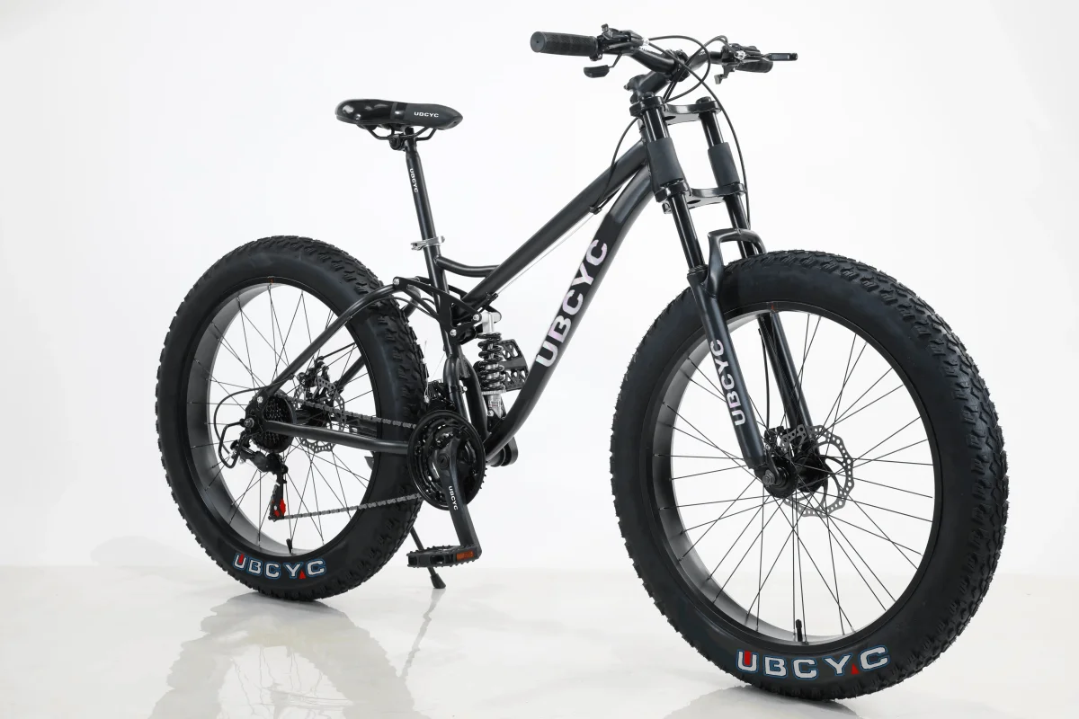 Bicicleta de Montanha com Suspensão Total, 21 Velocidades, 26 Polegadas, Bicicleta de Neve com Pneus Grandes