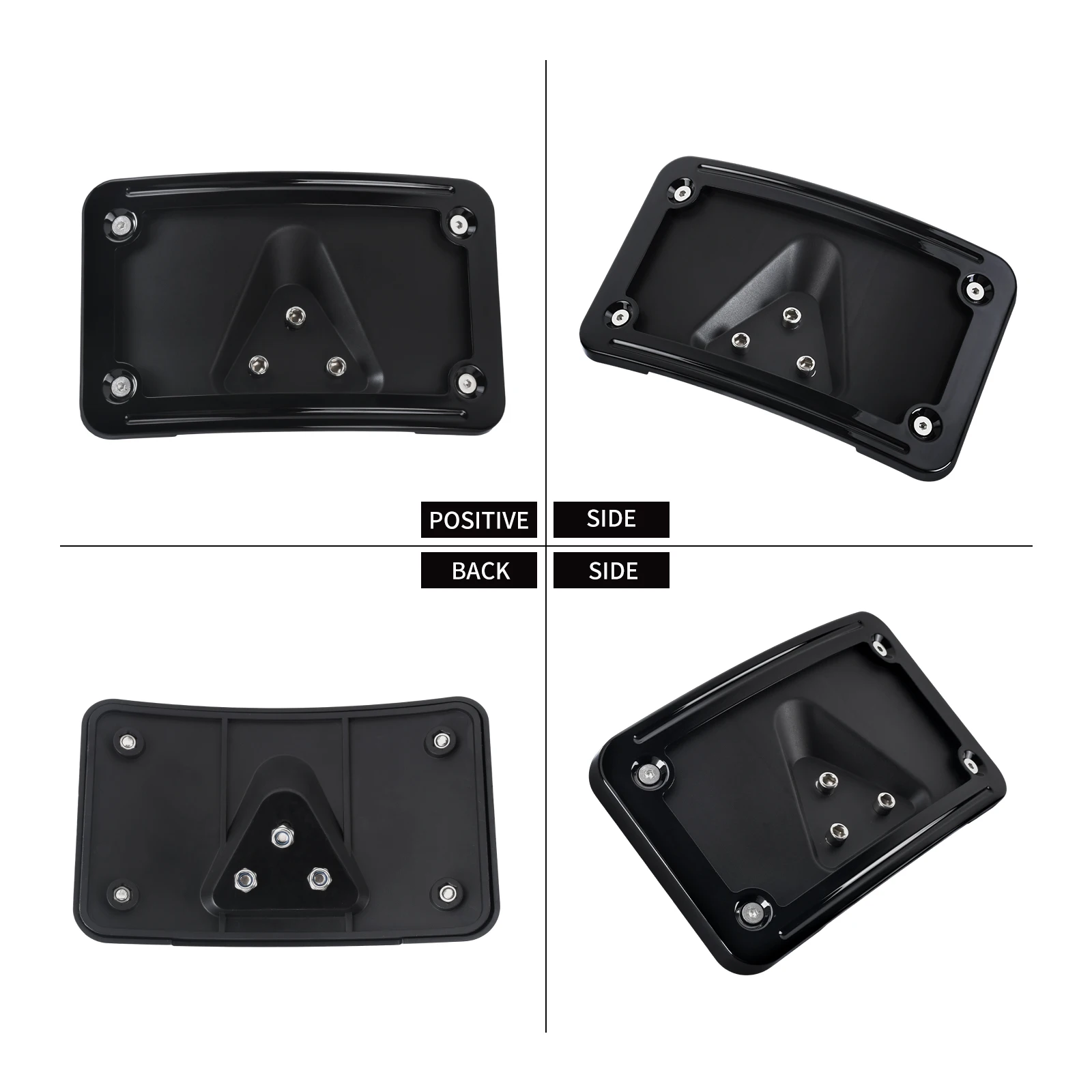 Motorcycle Curved Laydown License Plate Frame Bracket Mount Holder For Harley 3 Hole Mount Softail FL Dyna For Honda VTX1300R - view 4