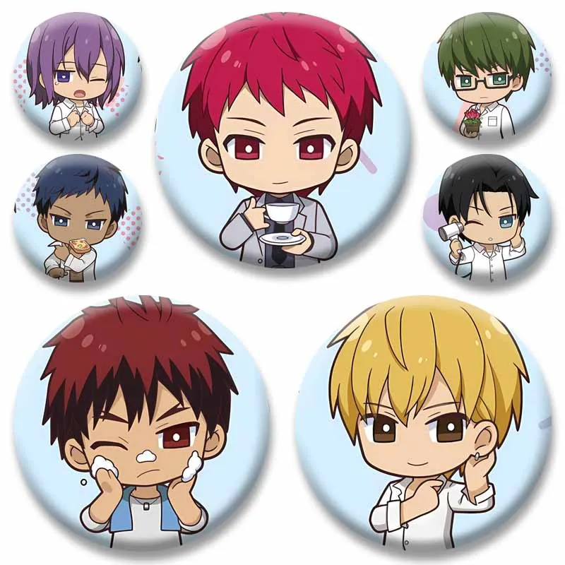 Tetsuya Kuroko Taiga Kagami Ryota Atsushi Manga Round Badges Anime Figure Button Pins Cartoon Cosplay Brooch Jewlery Accessries