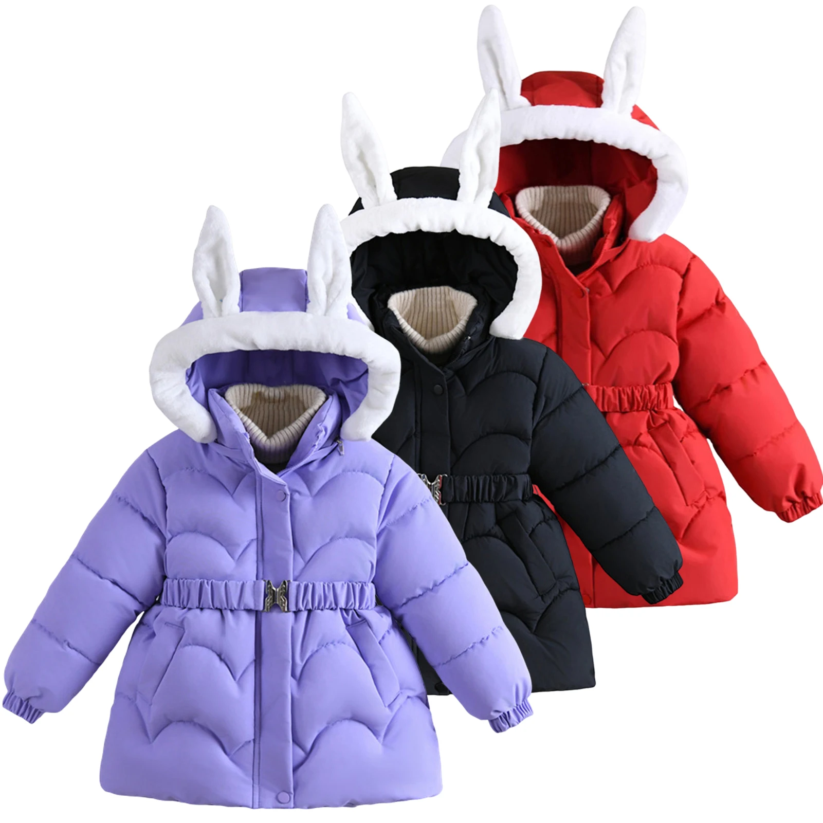 

Girls' Winter Jacket with Removable Hood,Toddlers Fleece Quilted Jacket,Children's Down Coat,Warm Windproof Kids Puffer Parka
