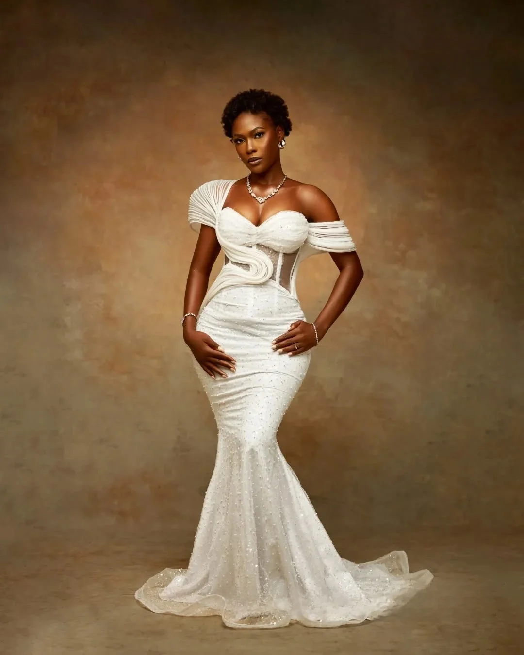 

Customized Off the Shoulder Shinny Pearls Beads Wedding Dress Sweep Train Robe De Mariée Sweetheart Corset Back Bridal Gown