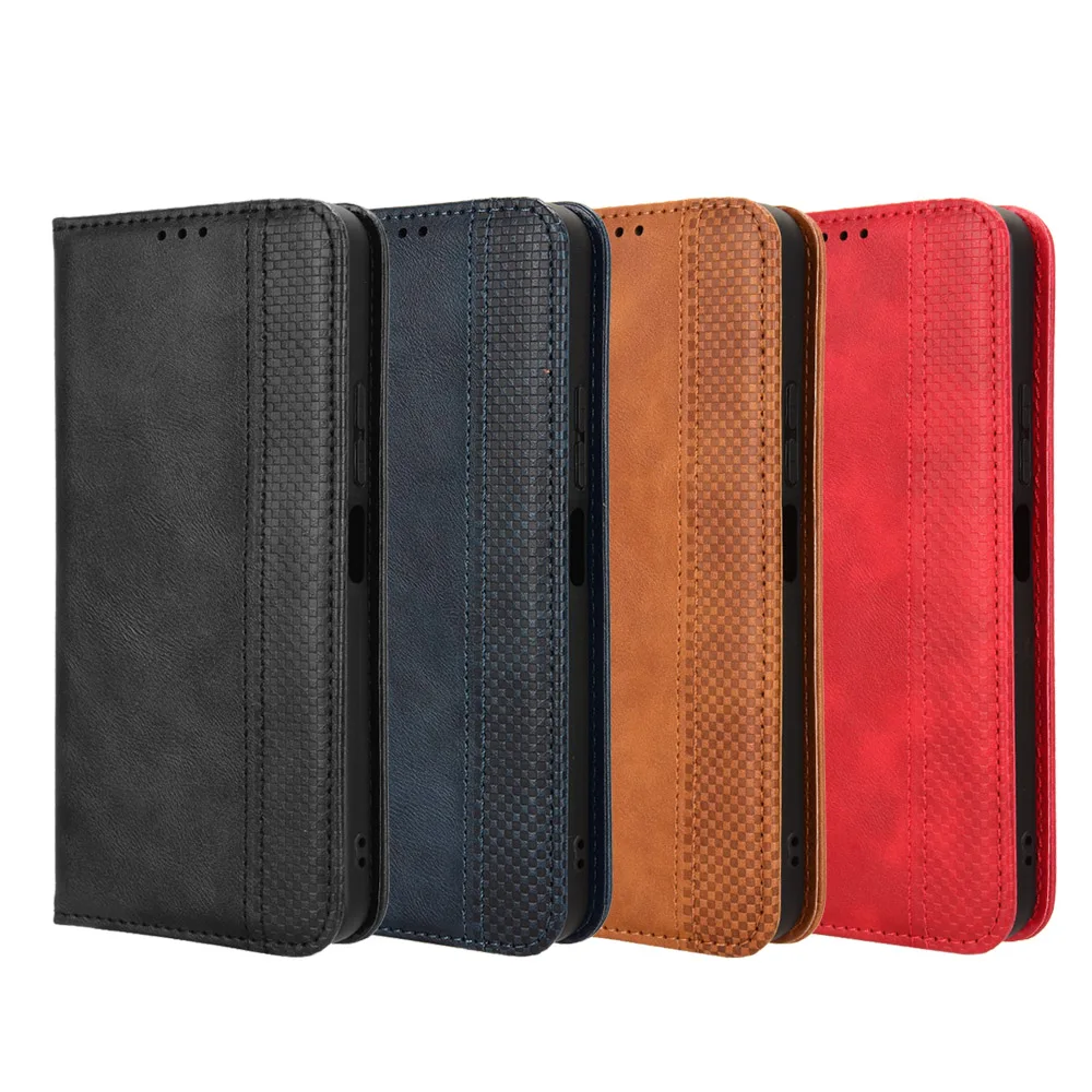 Estilo retro couro magnético fechamento tampa do telefone, flip case para xiaomi redmi 13, 6.79 ", slot para cartão, carteira, caso à prova de choque