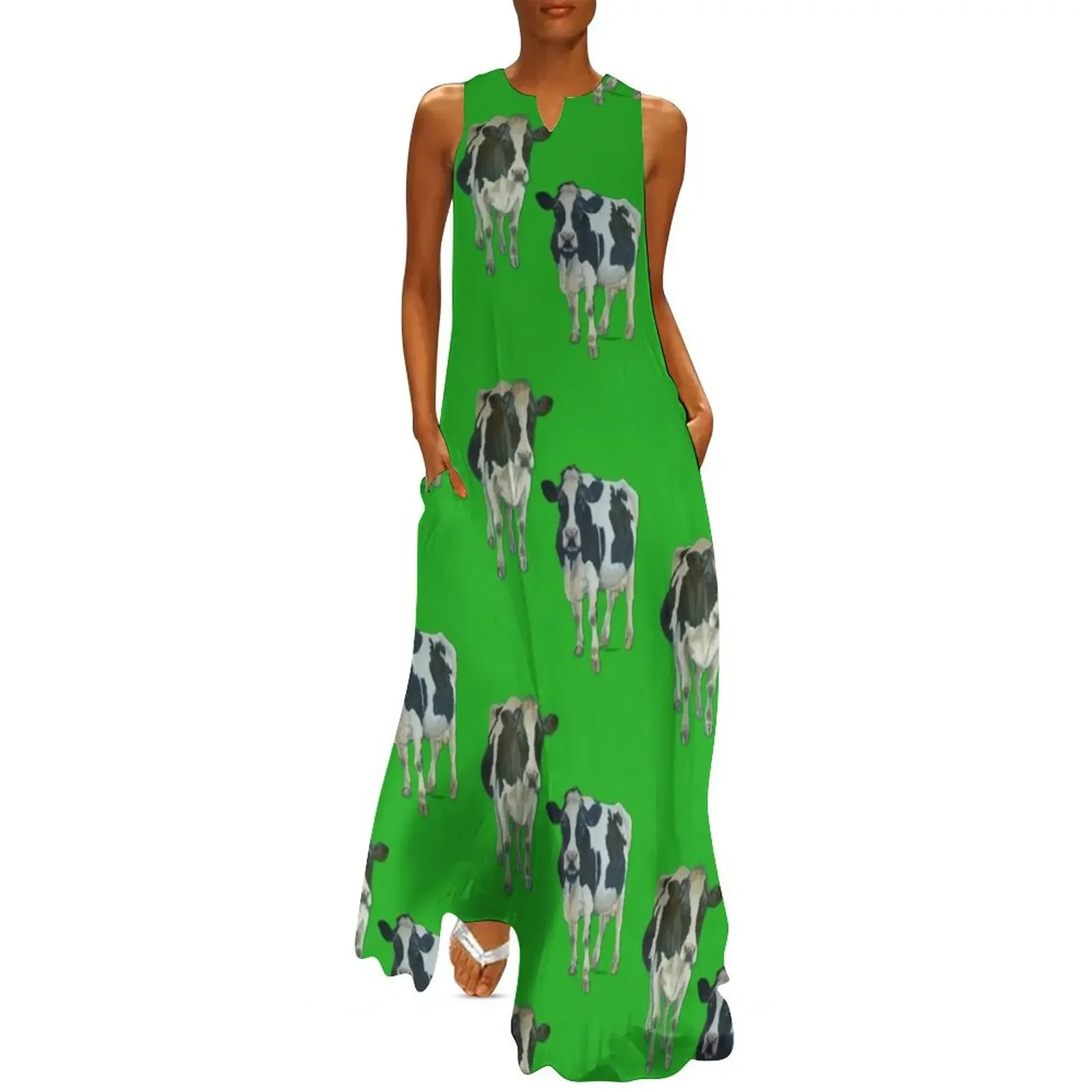 

Two Cows on Green Long Dress women's clothing trend 2025 evening dress women summer dress for women 2025