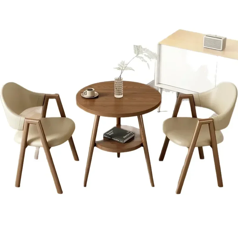 for Reception Negotiation Table and Chair Set Leisure Balcony Exquisite Small Tea Table Coffee Milk Tea Shop Round Table
