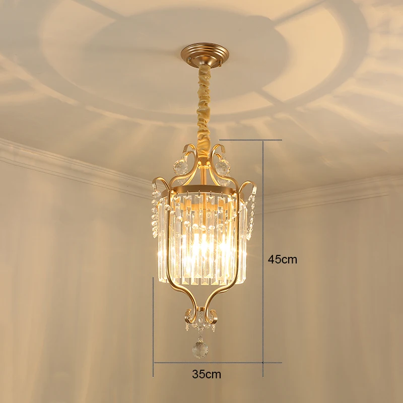Roxanne Kristallen Hanglamp Modern Goud Kristal Kleine Ronde Plafondkroonluchter Voor Gangpad Balkon Slaapkamer Woonkamer