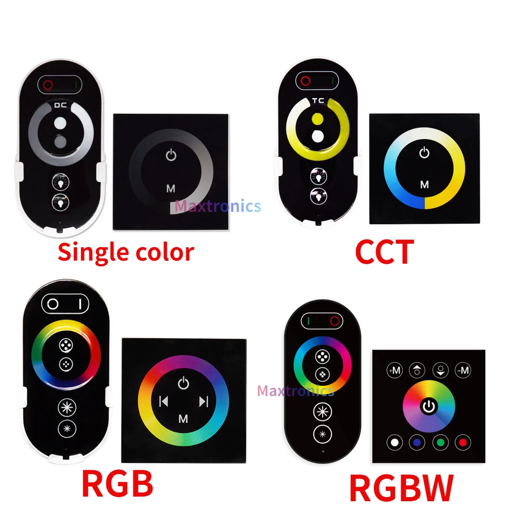 DC12~24V RF Touch Remote Controller Dimmer Wireless 18A 216W for 3528 5050 SMD COB Single Color CCT RGB RGBW LED Strip Lights