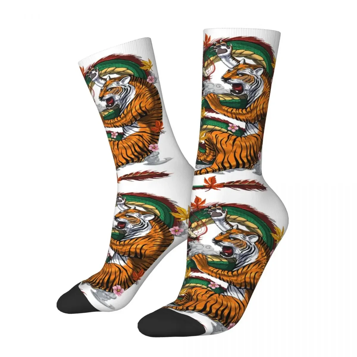 Japanese Dragon Tiger Battle YinYang Unisex Winter Socks Running Happy Socks Street Style Crazy Sock