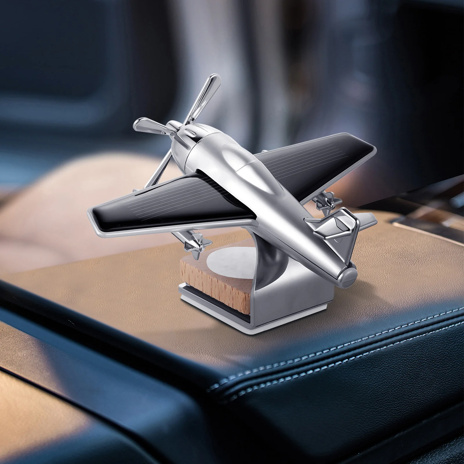 

Perfume Diffuser Solar Plane Ornament Silver Car Air Freshener Aroma Diffusers for Essential Oils Car Decorations