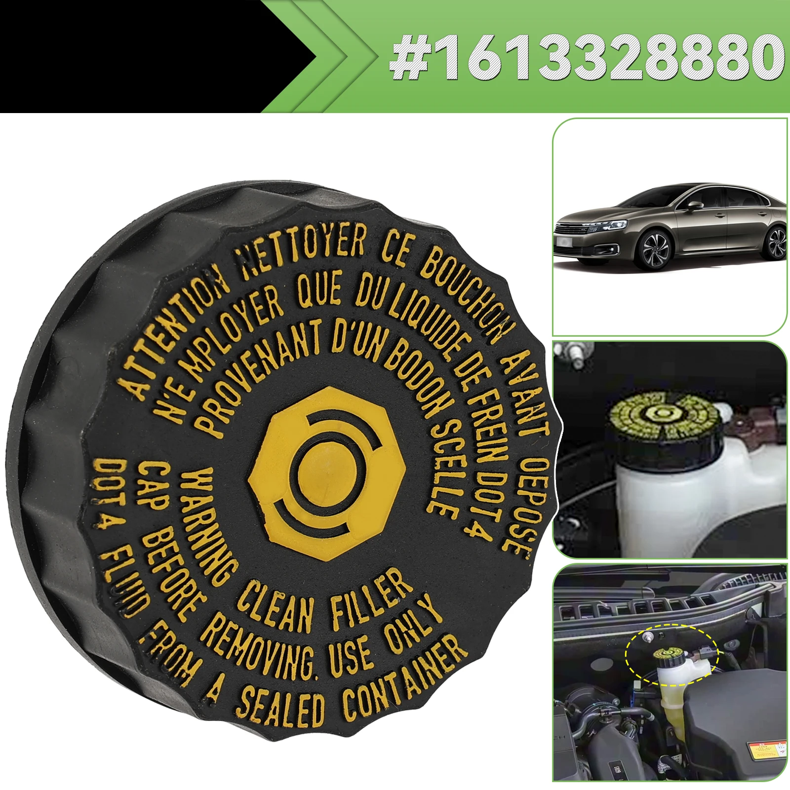 1pc Car Brake Fluid Reservoir Bottle Tank Cap Cover For Citroen C5 C6 Toyota Corolla Peugeot 206 306 307 308 408 508 1613328880 - view 5