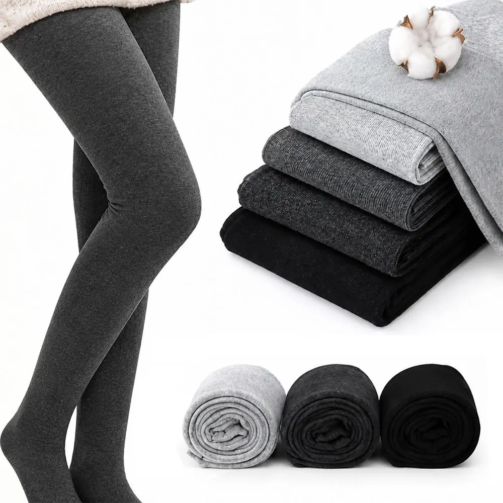 Sexy Elastic Vertical Stripe Leggings High Waist Thickened Winter Leggings Keep Warm Solid Color Slimming Yoga Pants for Women