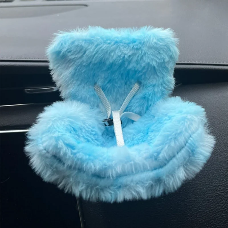

Soft Furry Car Seat Suitable for Popmart Labubu and Other Dolls Under 20 cm,with Car Air Vent Clip and Desktop Stand,Cute and Pr