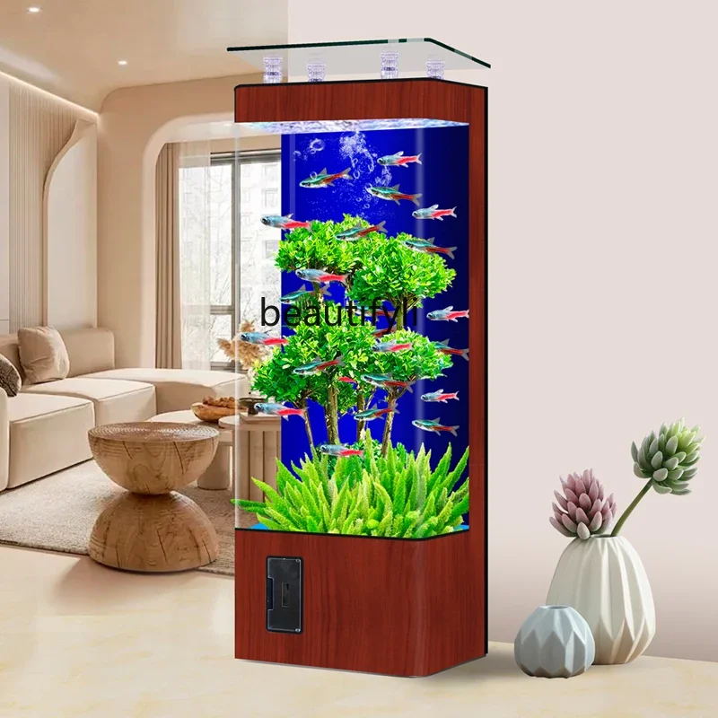 Fish Tank Living Room Semi-round Fish Tank Screen Floor Glass Fish Globe Ecological Change Water