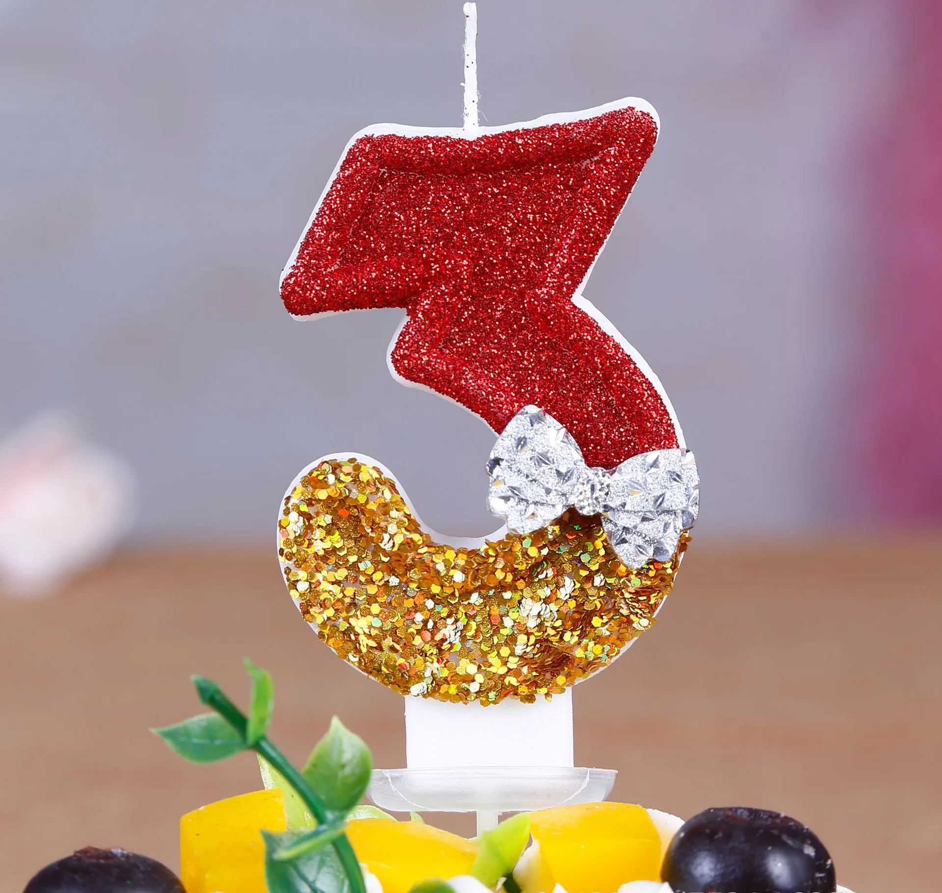 1PC Number Birthday Candle Golden Red Creative Ties Candle Digitals 0-9 Party Celebration Festival Cake Candles
