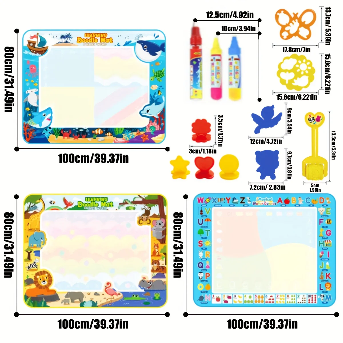 水彩画落書きマット、女の子男の子への誕生日プレゼント、汚れのない塗り絵学習玩具、クリスマスプレゼント