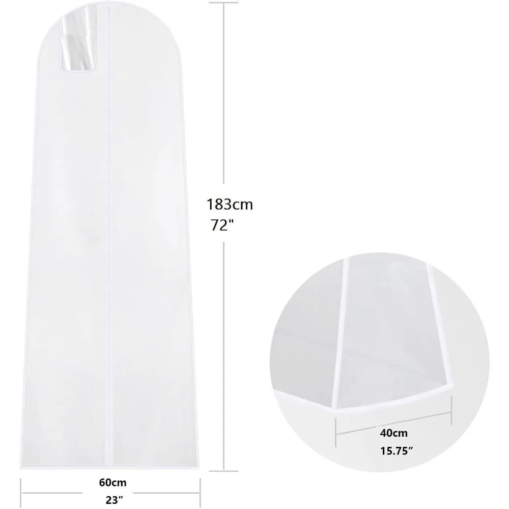 183cm Wedding Dress Garment Bag with Zip Long Waterproof Protective Shield Double-layer Thickened Wedding Dust Cover Coats