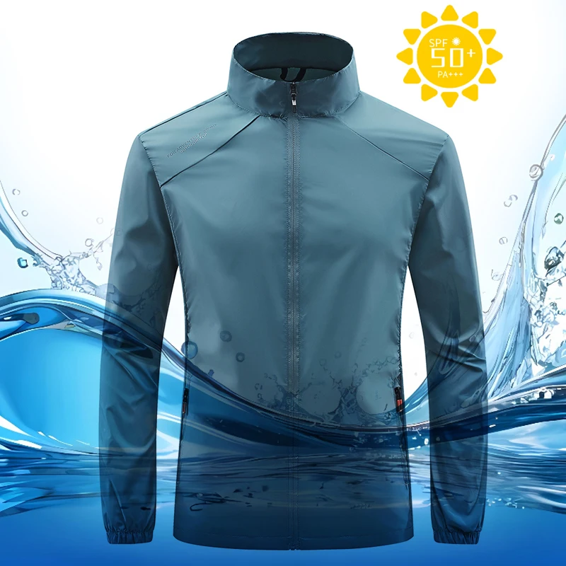 New Running Jacket Ultra Light Men's Summer Casual Zipper Placket Soft Skin Windbreaker Street Motorcycle Fishing Sunscreen Suit