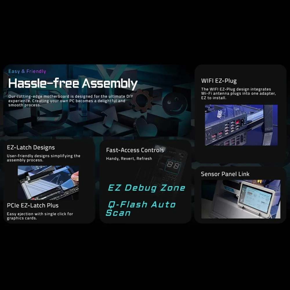 X870E AORUS Elite WIFI7 AMD AM5 LGA 1718 Scheda madre, ATX, DDR5, 4X M.2, PCIe 5.0, 2,5 GbE LAN, EZ-Latch