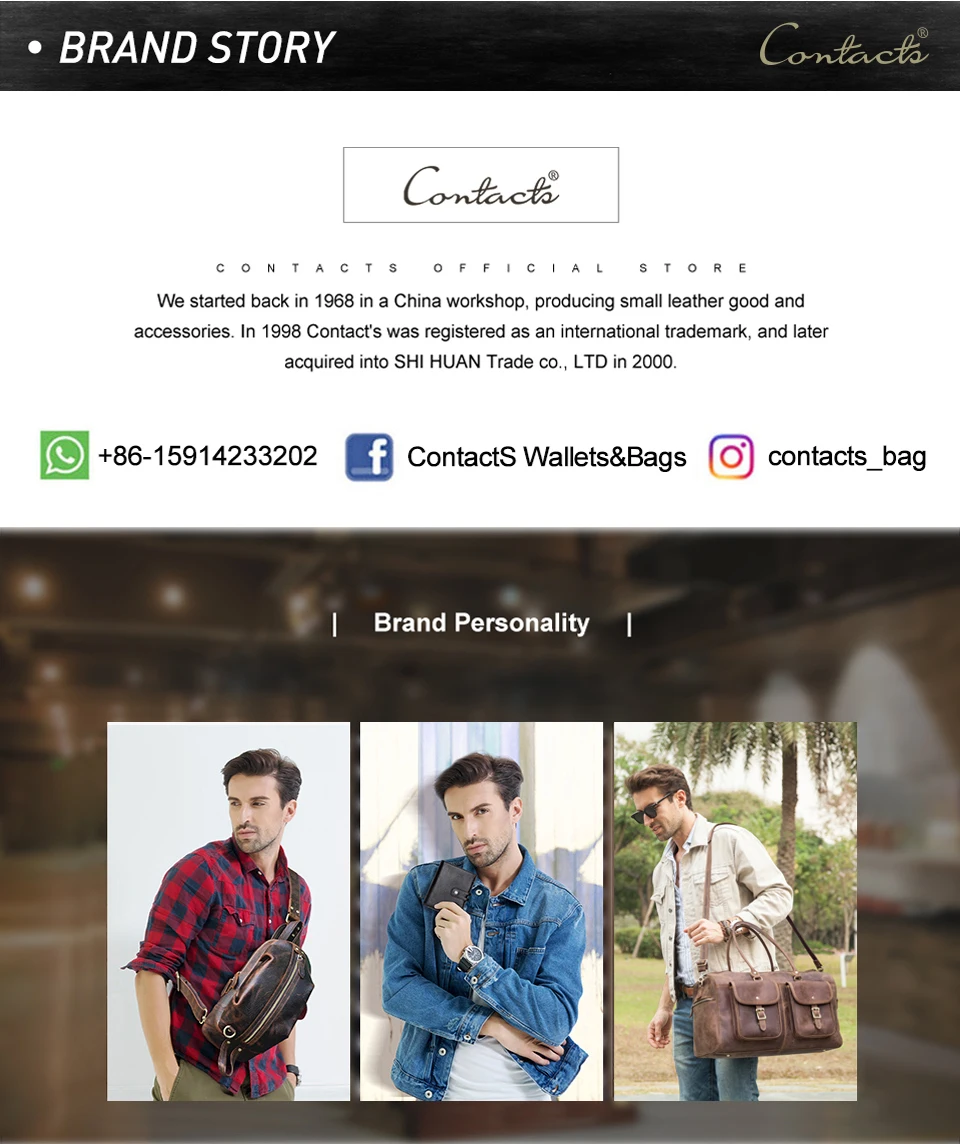 CONTACT'S Vintage Herren Clutch Bag RFID Echtes Leder Clutch Wallet Bag Casual Lange Geldbörse Große Kapazität Reisehandtasche Männlich – Detail 18