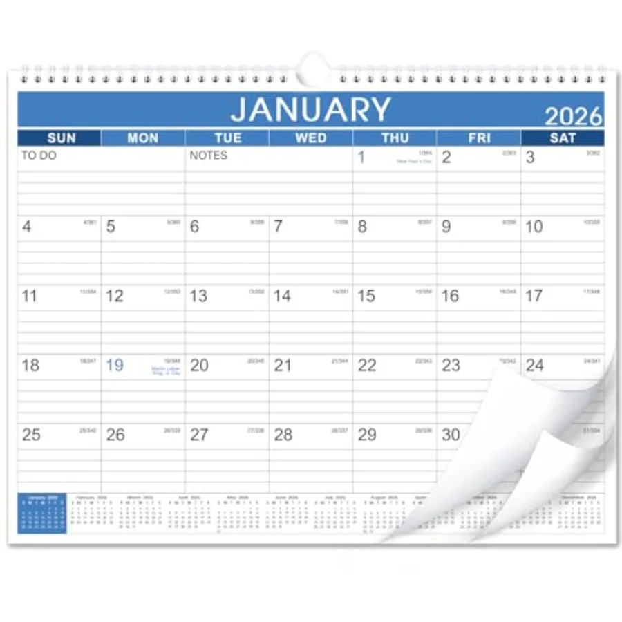 

Календарь на 2026 — Настенный календарь на 2026 ДЖАН 2026 — DEC 2026 Настенный календарь на 12 месяцев на 2026 с толстой бумагой 14,8 x 11,5 дюйма, двухпроводной B