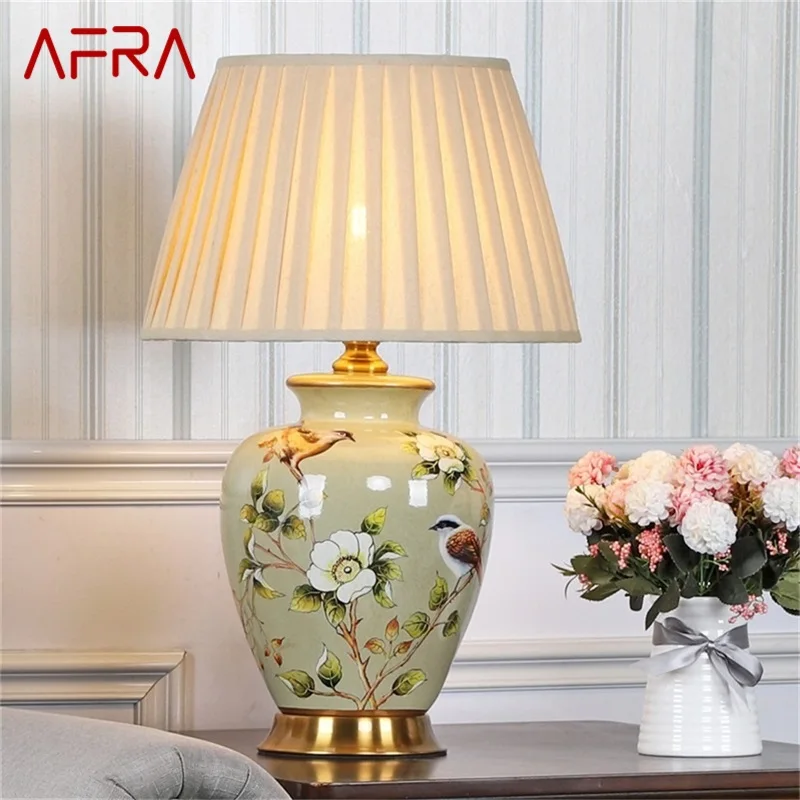 AFRA Ceramic Table Lamp Desk Light Luxury Modern LED Pattern Design  For Home Bedroom Living Room