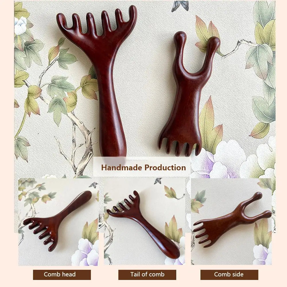 Body Meridian Massage Comb Sandalwood Deer Antlers Wide Tooth Acupuncture Help Blood Circulation Anti-static Smooth Hair