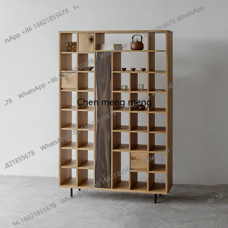H Square-inch teacup rack, storage, Bogu rack display, wabi sabi modern simple Chinese solid wood