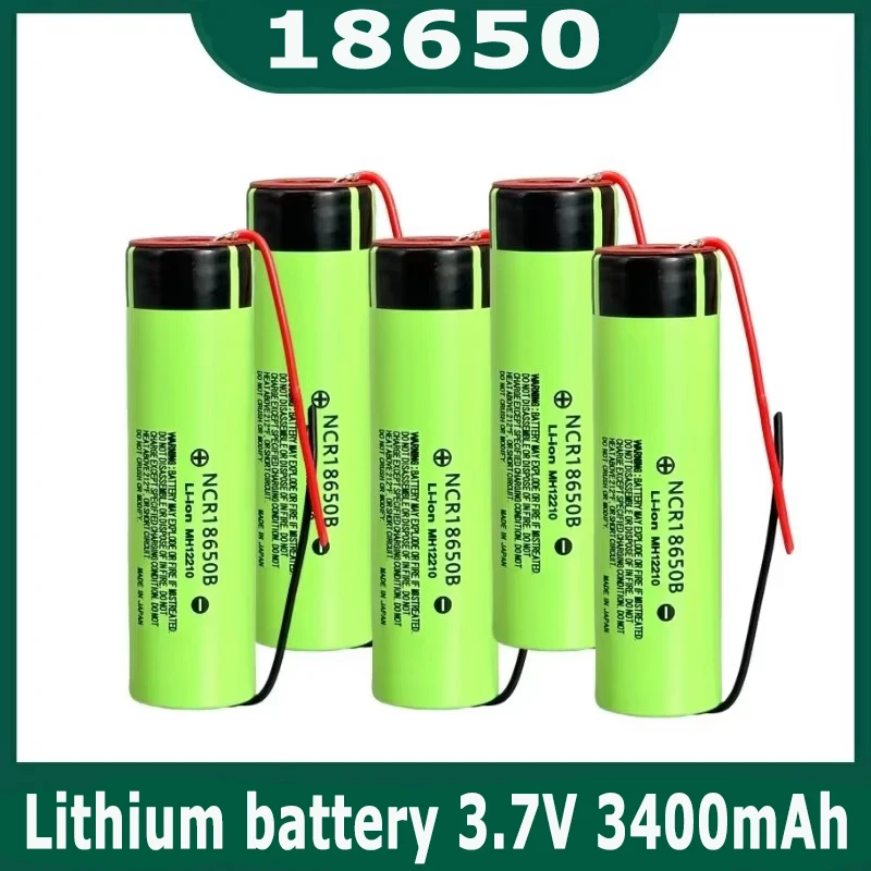 For Panasonic New Original NCR18650B 3.7v 3400mAh 18650 Li-ion Rechargeable Battery Welding Silica gel Cable DIY