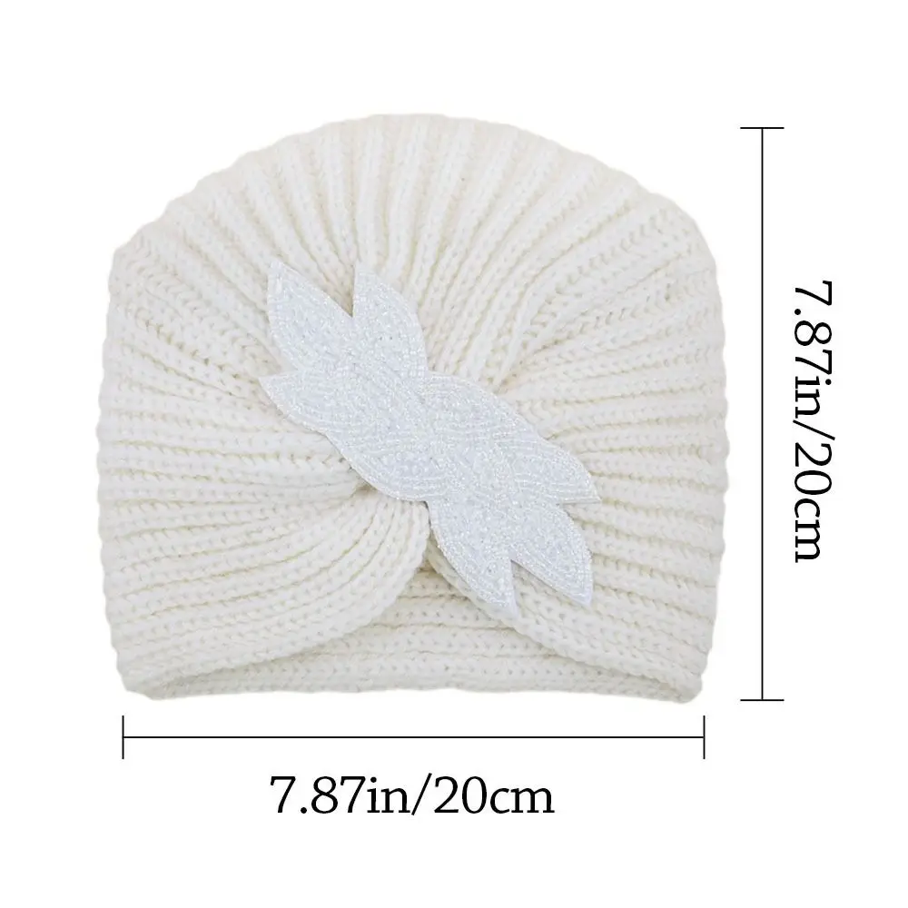 Fashion Winter Warm Hijab Caps Thick Soft Bohemia Turban Diamond Jewelry Wool Knitting Turban Cap for Women