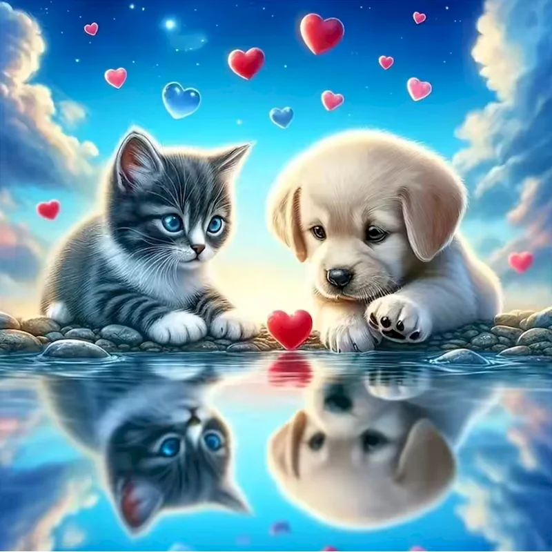 

SDOYUNO Full Square Round Diamond Embroidery Dog Cat Animal Diamond Painting Suitable For Beginners Mosaic DIY Home Decor