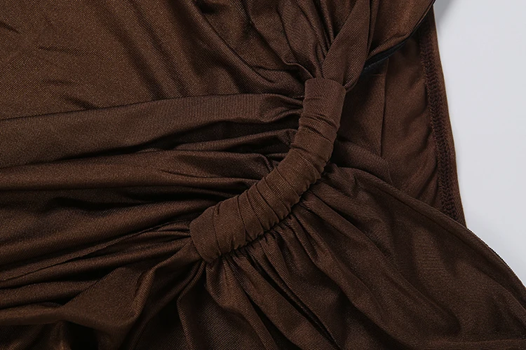 Weird Puss Kleid mit unregelmäßigem Saum, drapiert, Kink-Stil, einfarbig, tiefer Ausschnitt, elastisch, sexy, Hottie, Midnight Summer Chic, Mode-Party-Kleid – Detail 7
