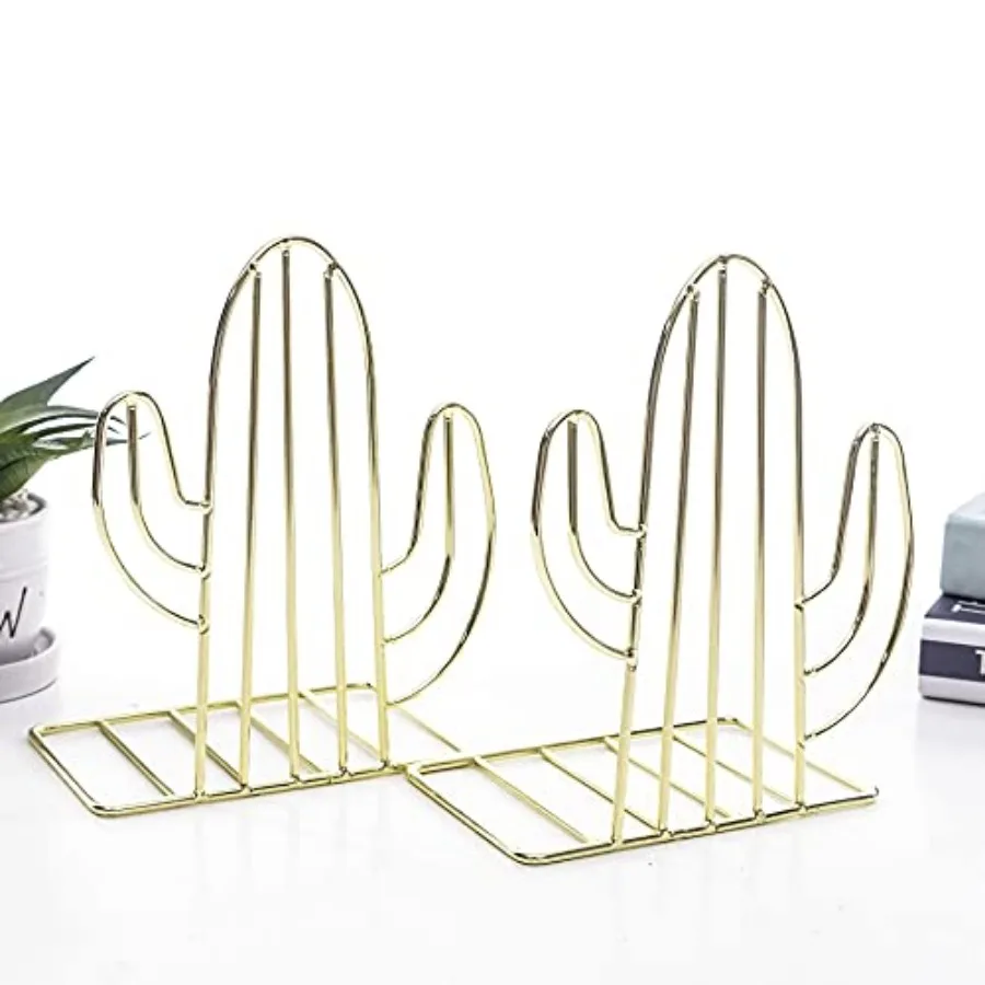 Cactus Bookends Iron Metal Shelf Organizers
