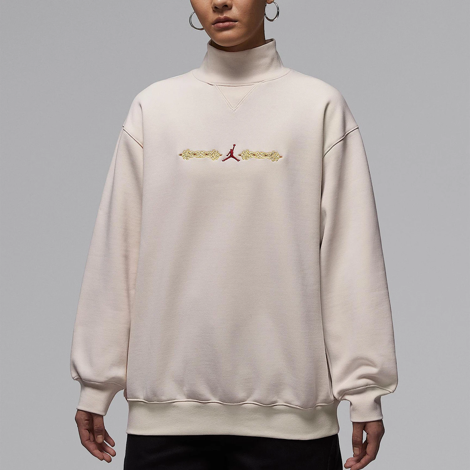 

Оригинальная женская толстовка Nike JORDAN с воротником-стойкой и вышивкой, спортивная толстовка с капюшоном IQ3965-102