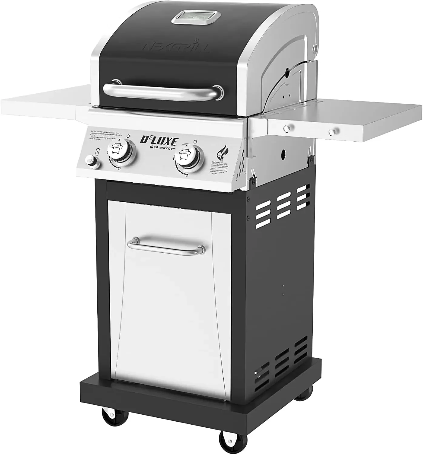 Deluxe 2-Burner Propane Gas Grill with Foldable Side Tables, 28,000BTUs, Convertible to Natural Gas, Perfect for Outdoor Cooking