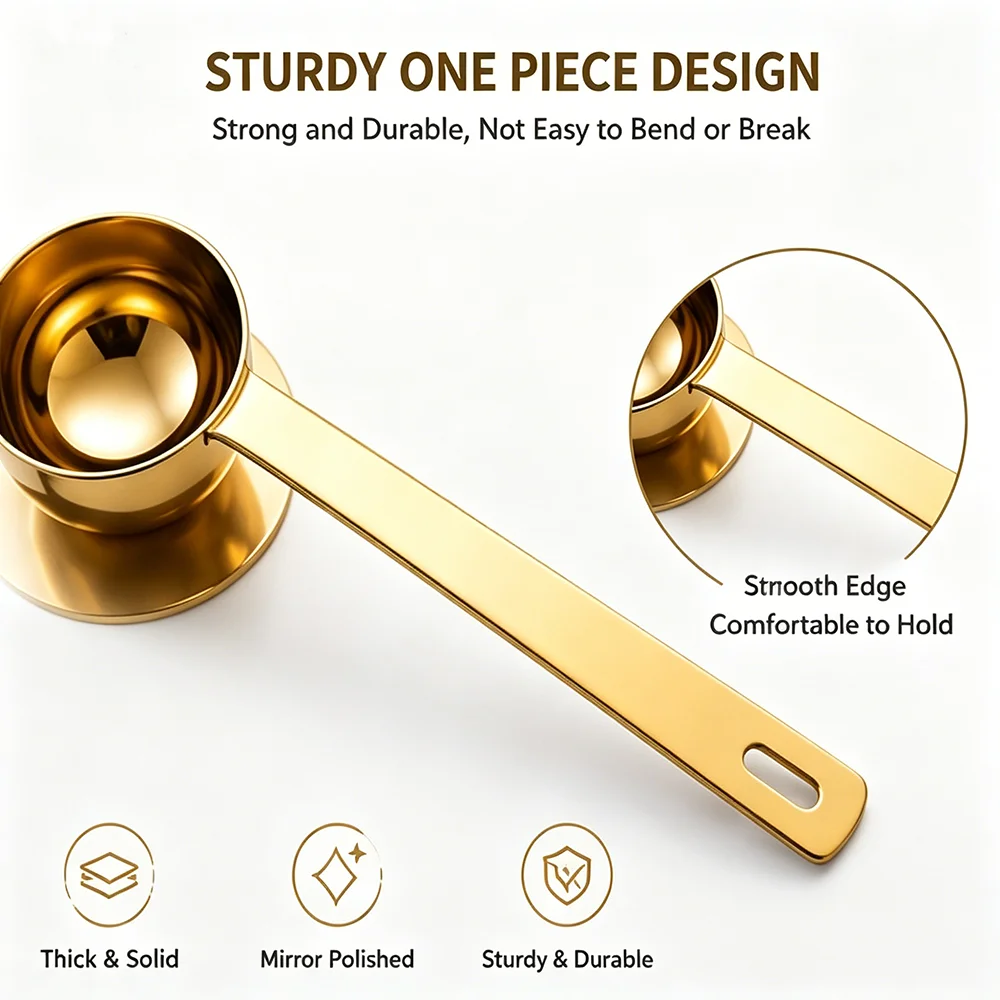 Measuring Spoon 15Ml Stainless Steel 304 Long Handle Graduated Scoop for Coffee Beans Milk Powder Fruit Powder Condiments