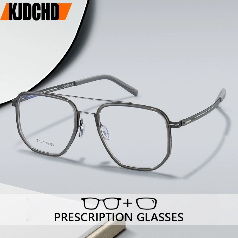 

Очки для чтения KJDCHD Pilot Titanium, мужские очки для коррекции близорукости, антибликовые, с защитой от синего света, фотохромные, прогрессивные, с диоптриями