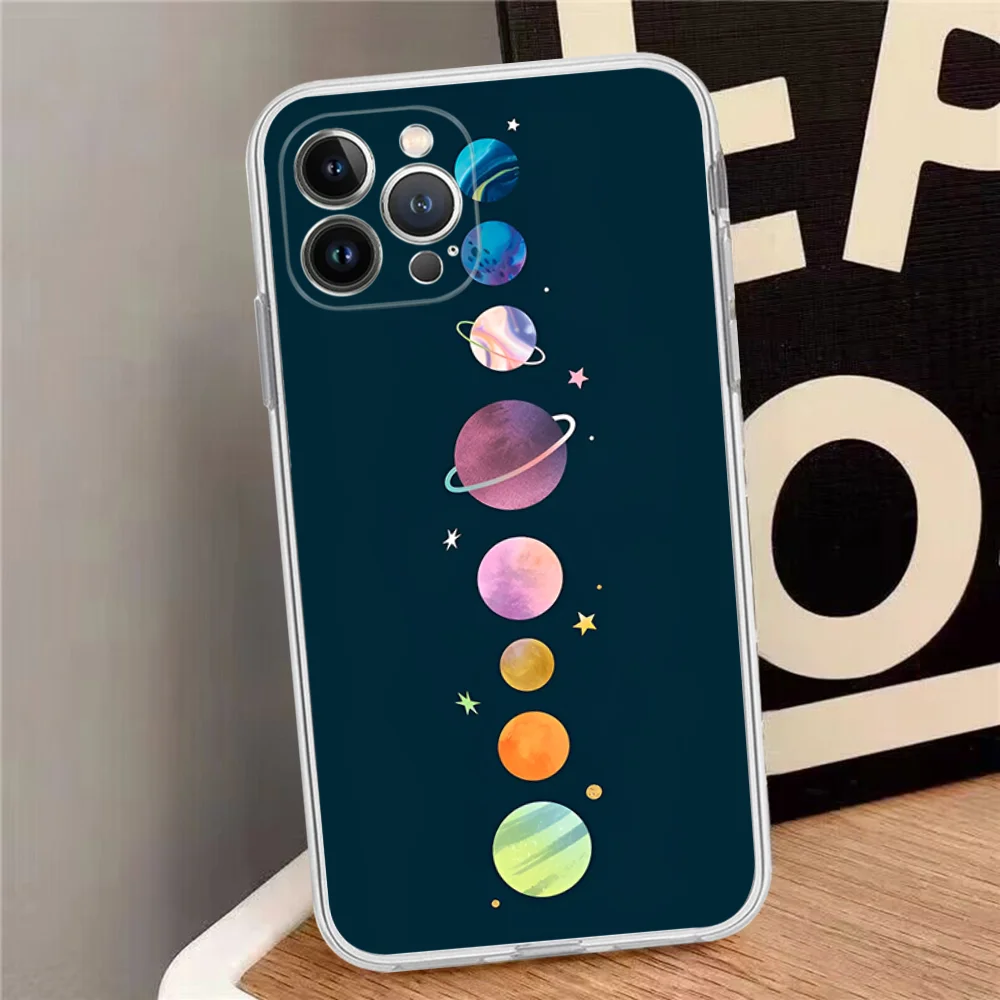 Solar System Planets Phone Case For iPhone 15 14 13 12 Mini 11 Pro XS Max X XR SE 6 7 8 Plus Soft Silicone Cover