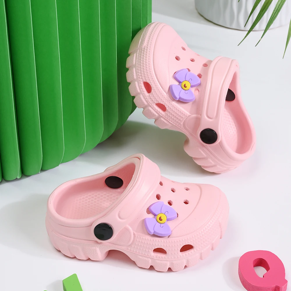 New Fashionable Children's Slippers Versatile Clogs Soft-Soled Non-Slip Toe-Cap Sandals Bow Boys Girls Family Beach Slippers