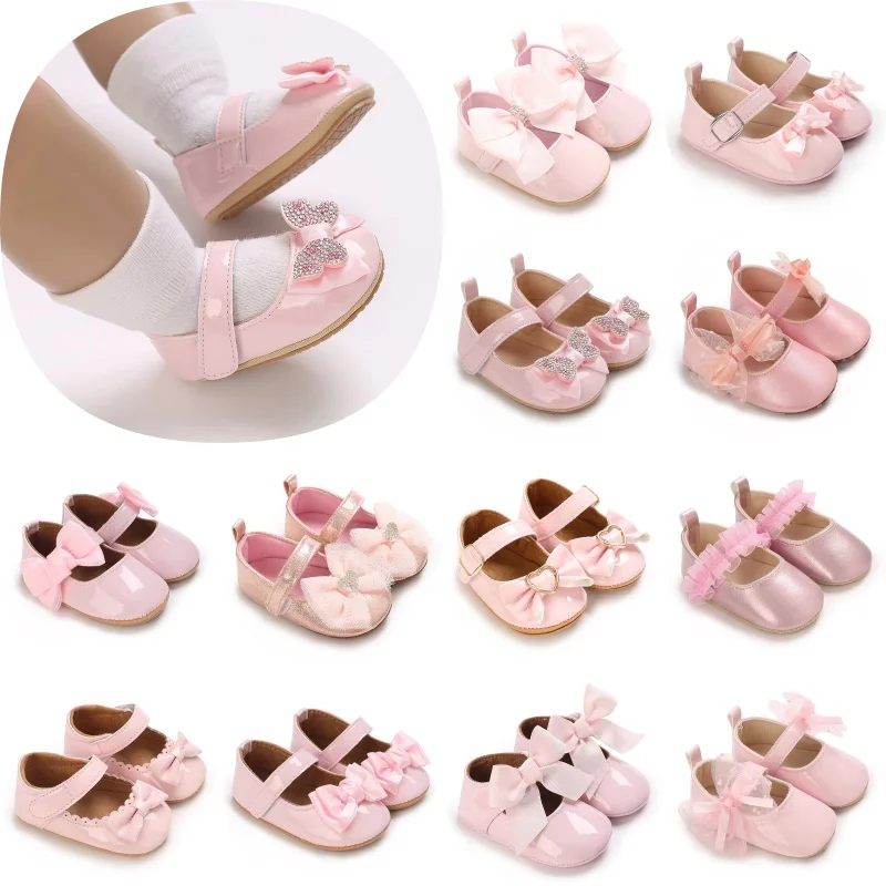 

Spring Baby Girl Shoes Sweet Cute Bow Princess Soft Sole First Walkers Infant Learning Walking Shoes0-18MonthsComfortable Casual