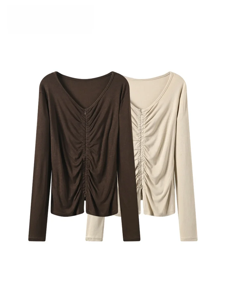 

plus Size Women's Long Sve V-Ne T-irt Autumn Winter New Sle Slimming Vintage Top Trendy for Pear aped plus Size Si...